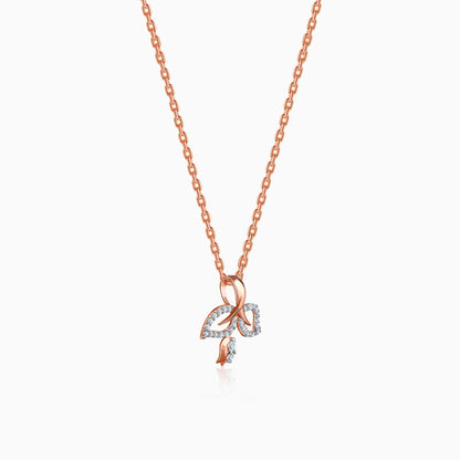 Rose Gold Leafline Rose Lab Grown Diamond Pendant