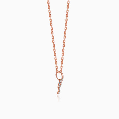 Rose Gold Leafline Rose Lab Grown Diamond Pendant