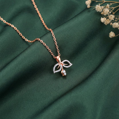 Rose Gold Leafline Rose Lab Grown Diamond Pendant