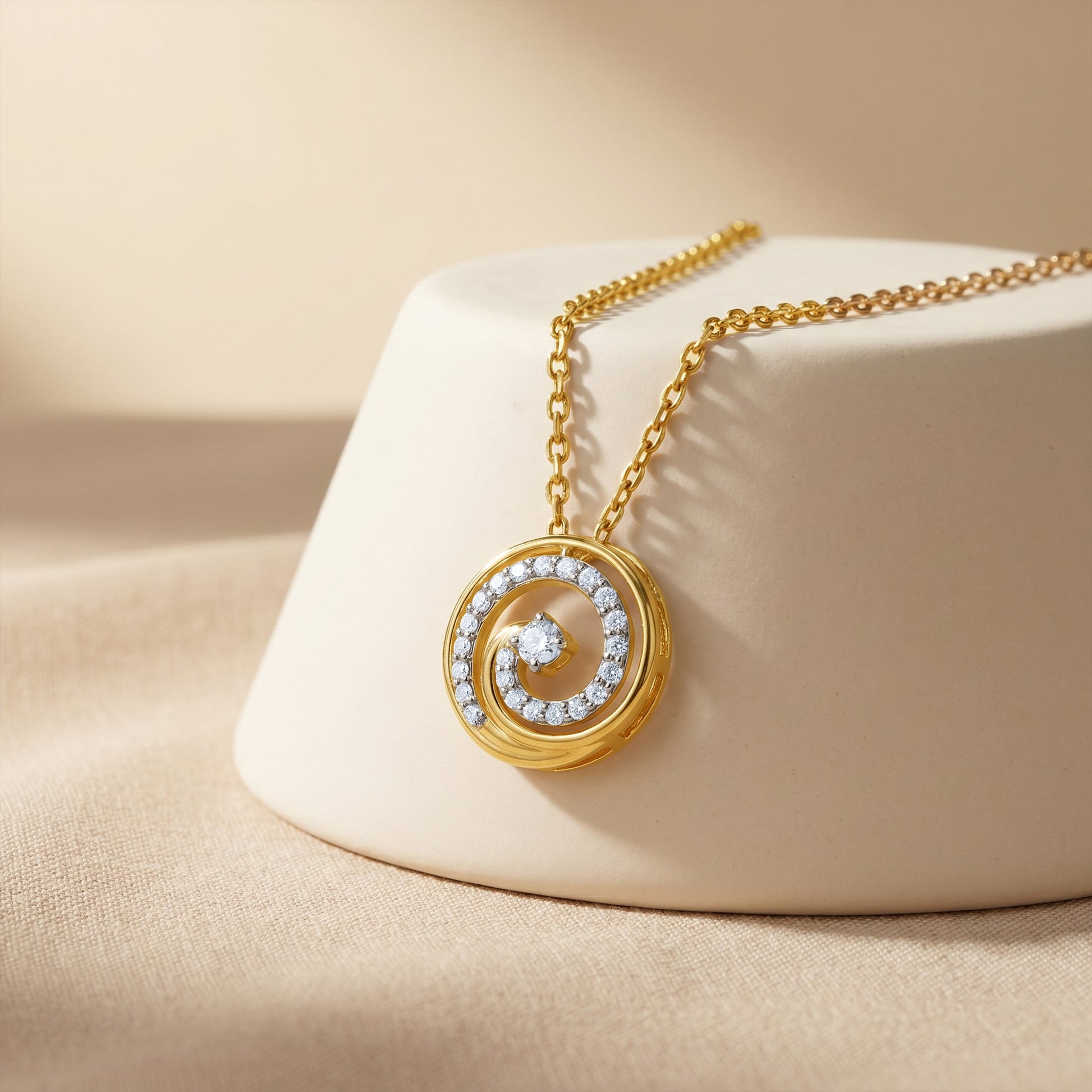 Gold Virelle Spiral Lab Grown Diamond Pendant