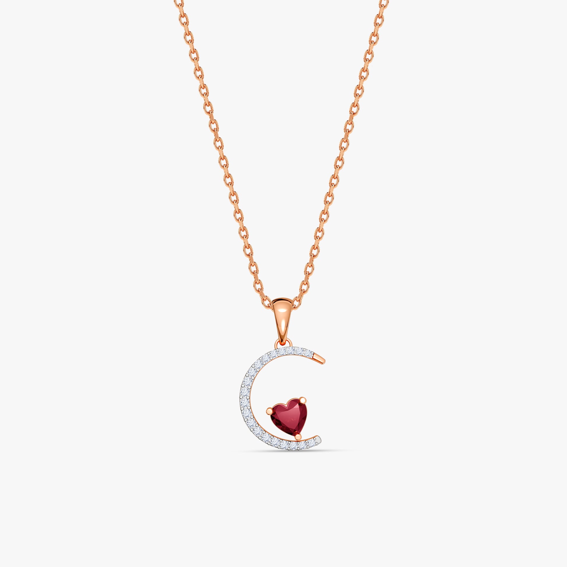 Rose Gold Scarlet Moon Lab Grown Diamond Pendant