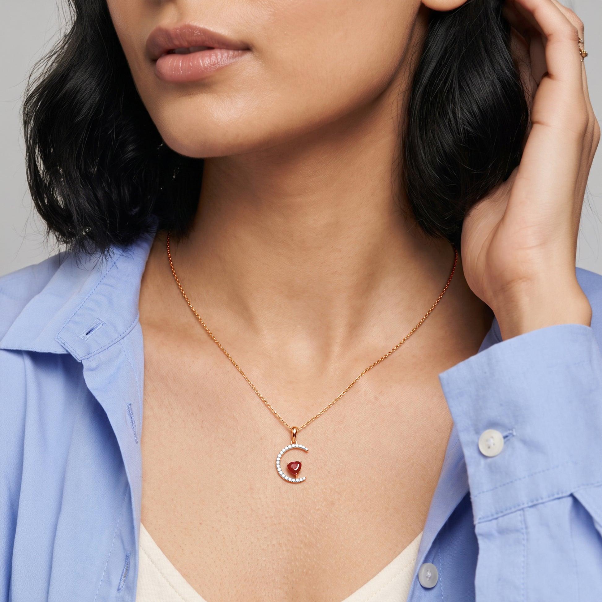 Rose Gold Scarlet Moon Lab Grown Diamond Pendant