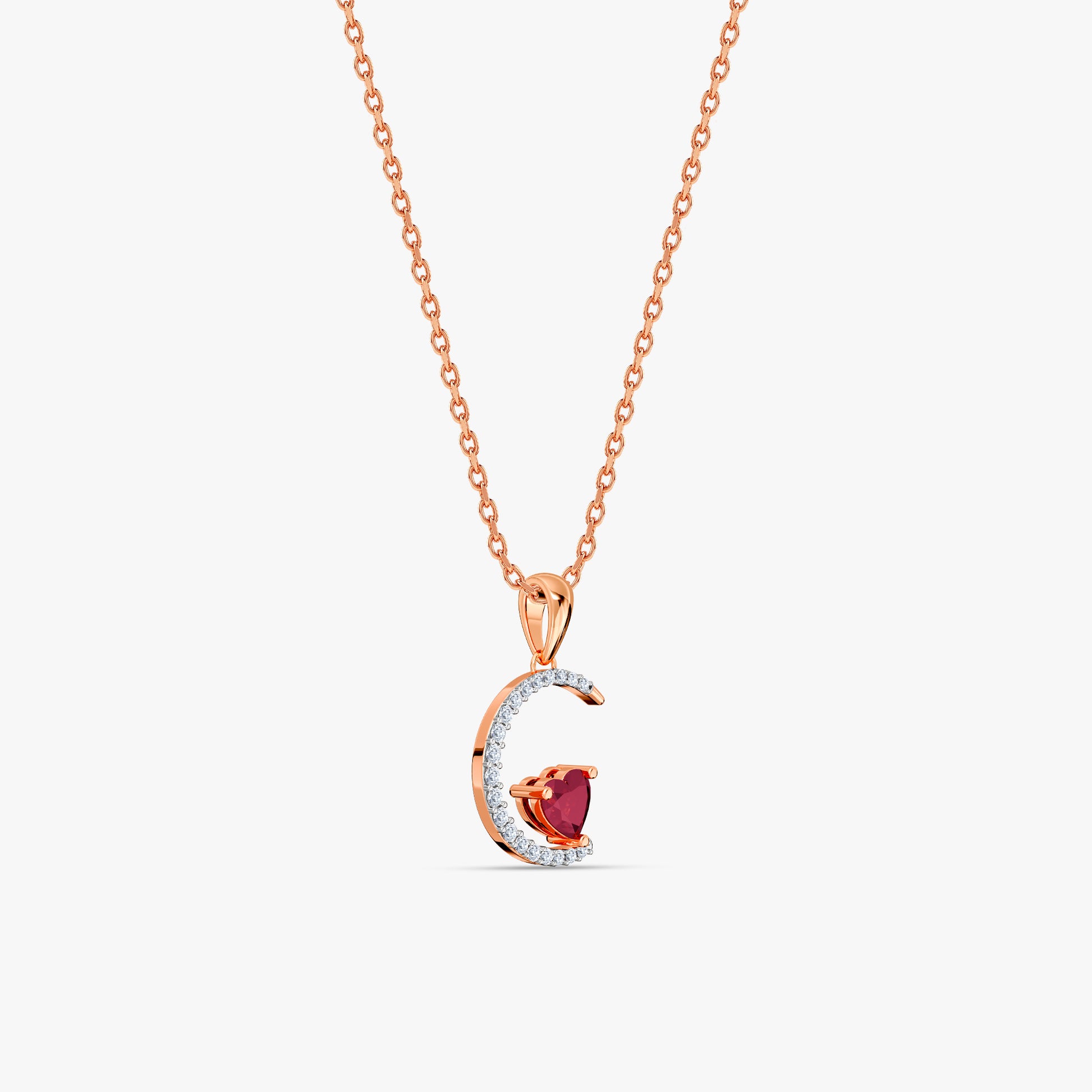 Rose Gold Scarlet Moon Lab Grown Diamond Pendant