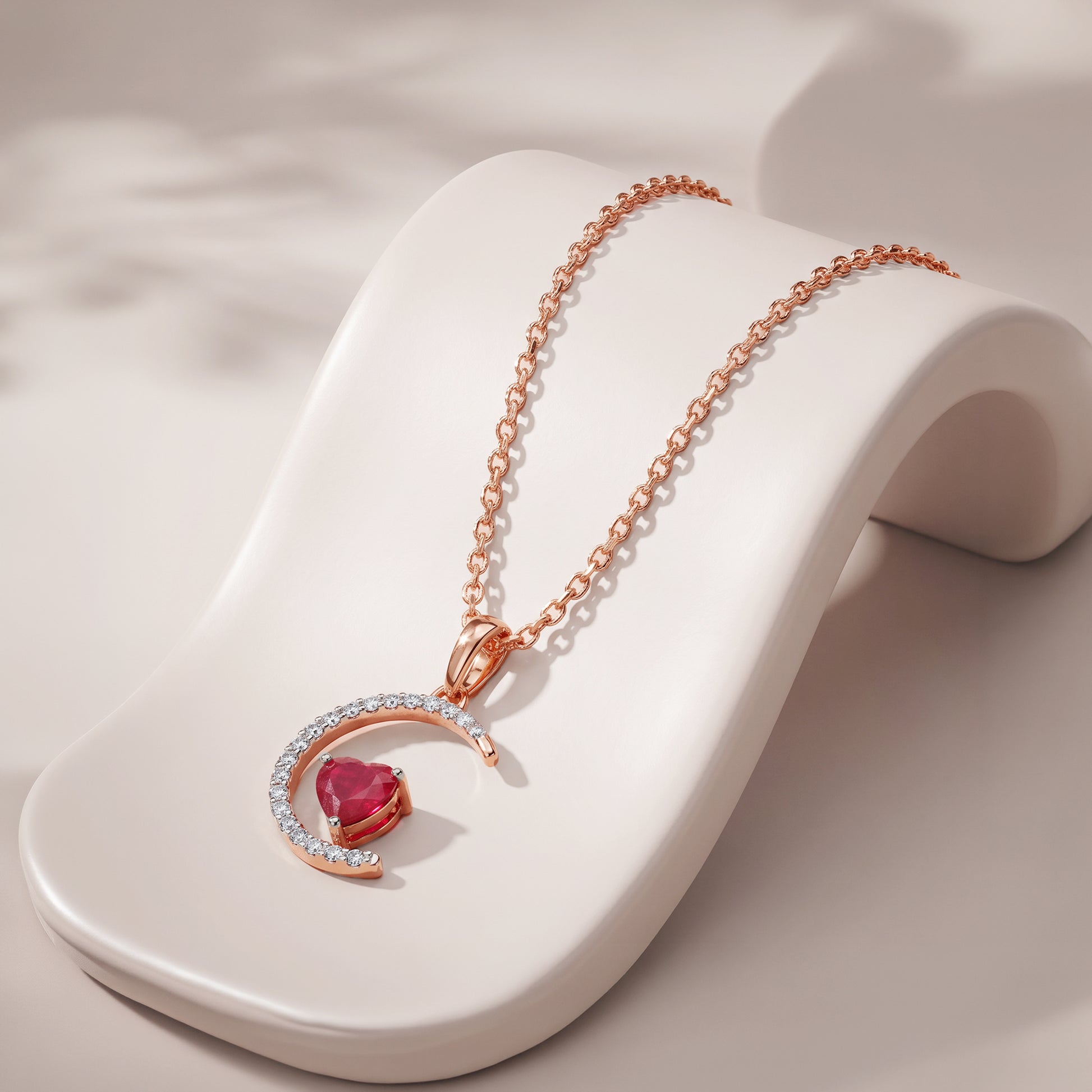 Rose Gold Scarlet Moon Lab Grown Diamond Pendant