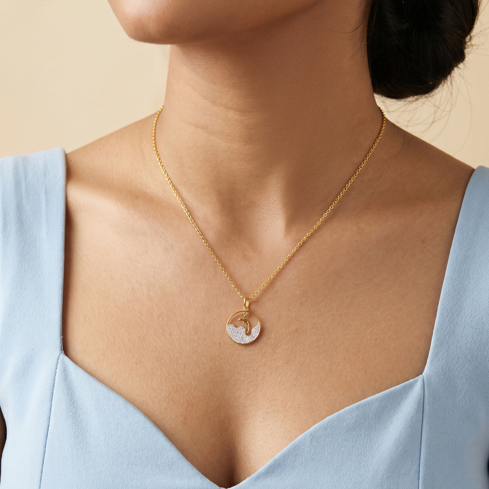 Gold Tidebound Muse Lab Grown Diamond Pendant