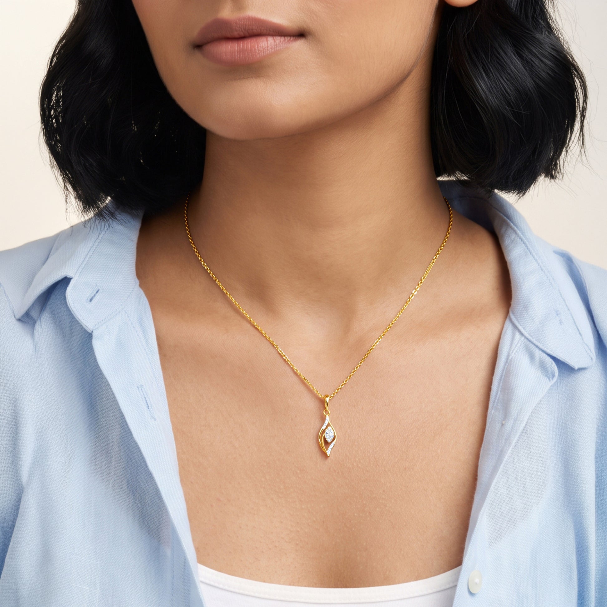 Gold Marquise Drift Lab Grown Diamond Pendant