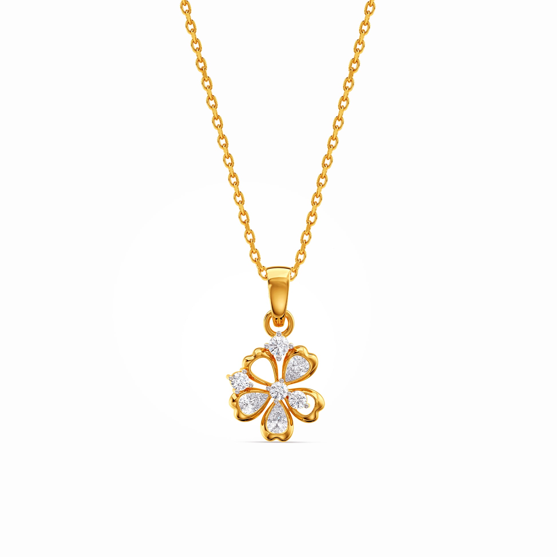 Gold Petaline Poise Lab Grown Diamond Pendant