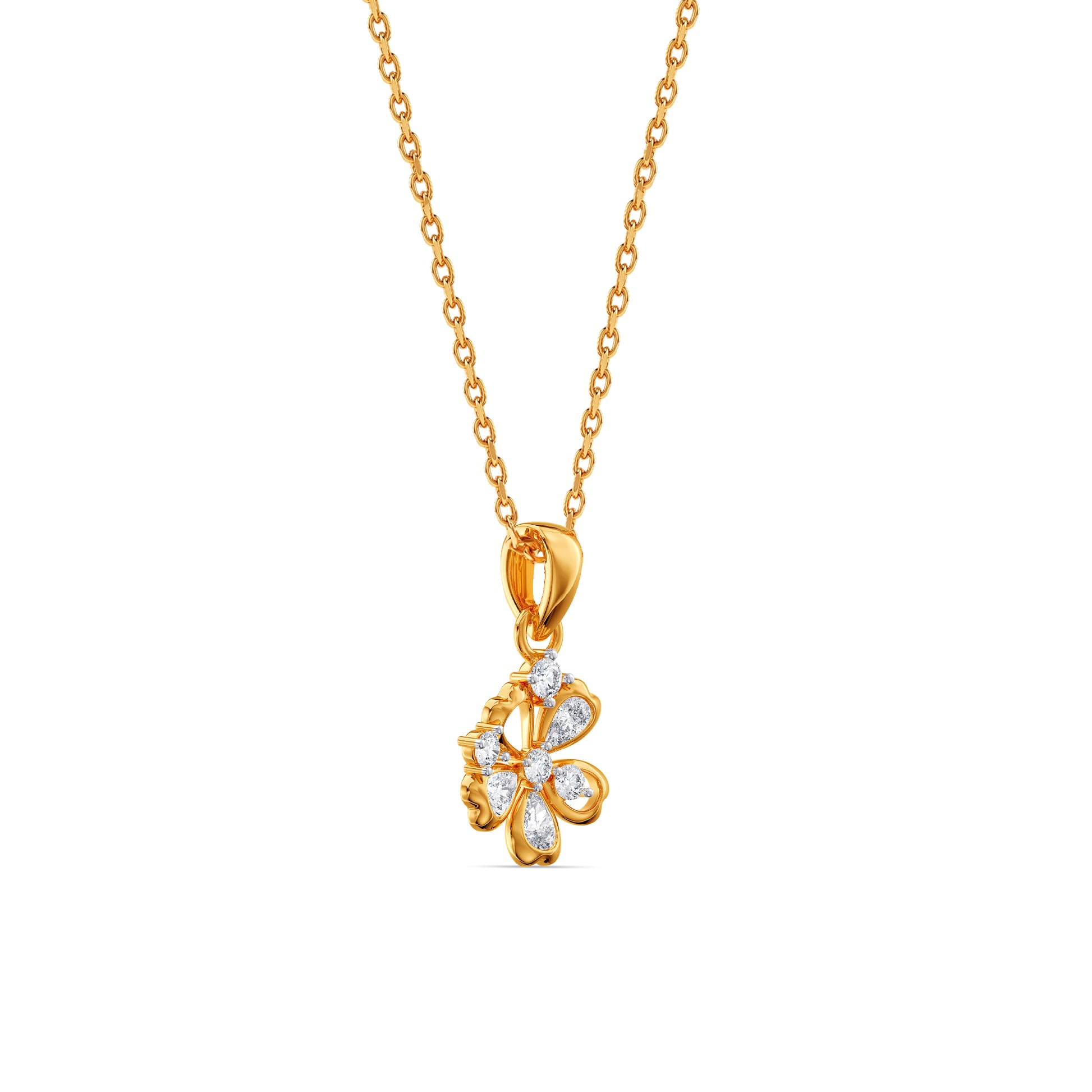 Gold Petaline Poise Lab Grown Diamond Pendant