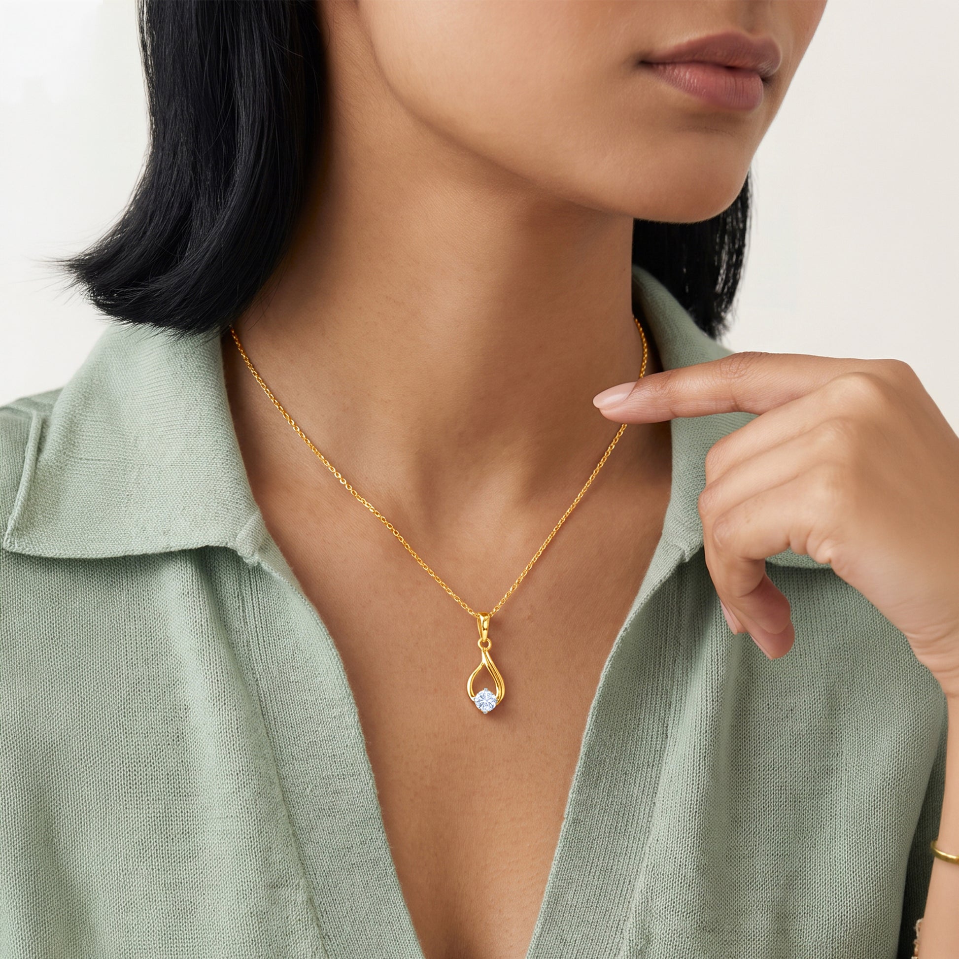 Gold Marquise Flame Lab Grown Diamond Pendant
