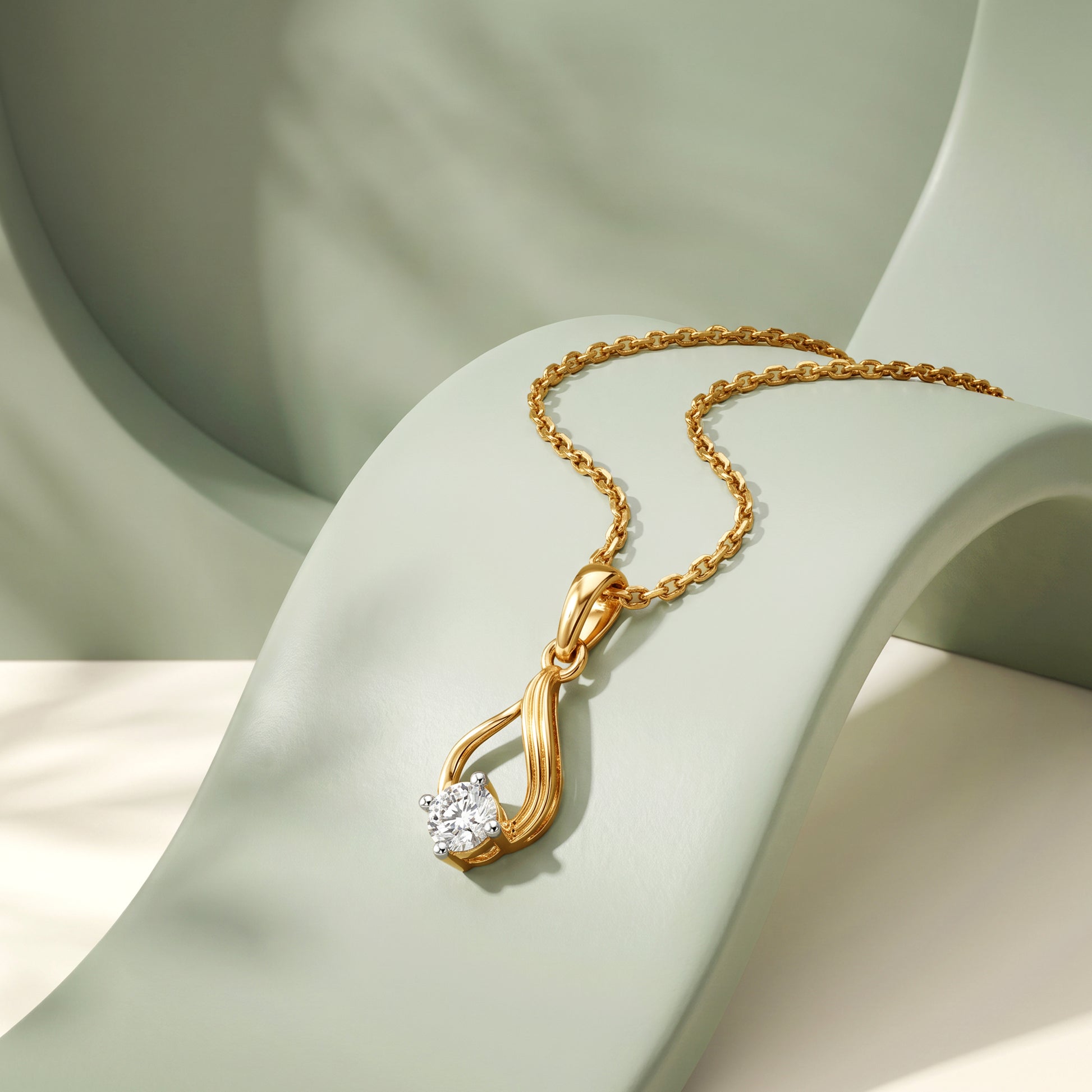 Gold Marquise Flame Lab Grown Diamond Pendant