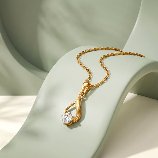 Gold Marquise Flame Lab Grown Diamond Pendant