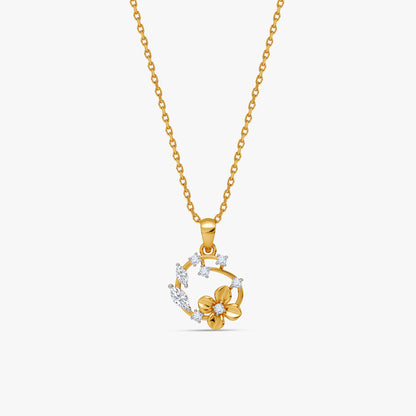 Gold Blossom Wreath Lab Grown Diamond Pendant