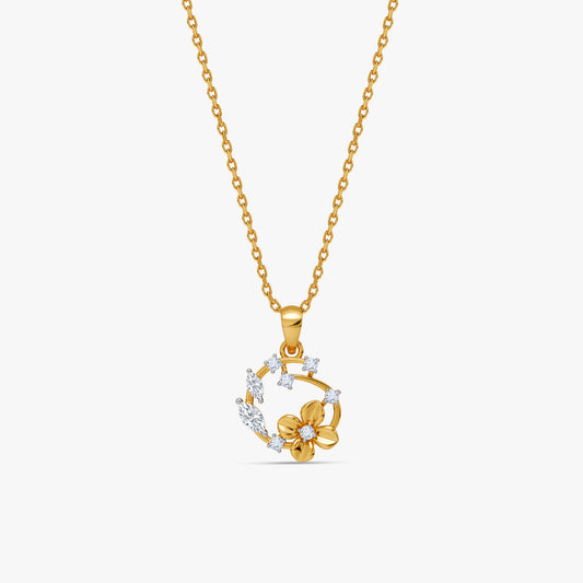 Gold Blossom Wreath Lab Grown Diamond Pendant