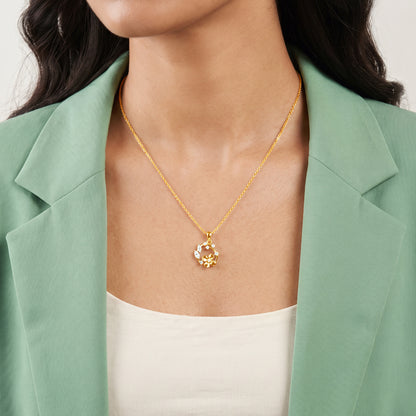 Gold Blossom Wreath Lab Grown Diamond Pendant