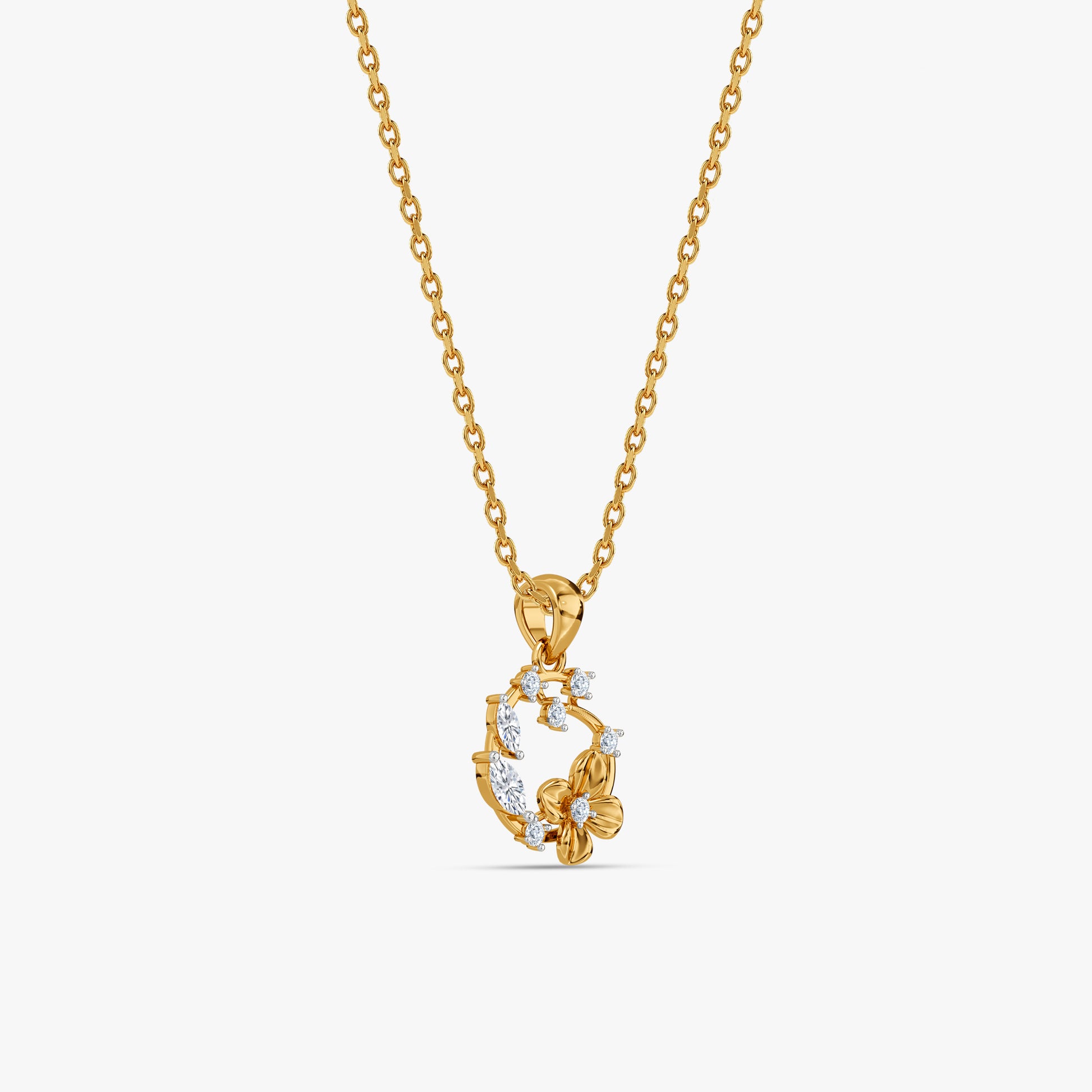 Gold Blossom Wreath Lab Grown Diamond Pendant