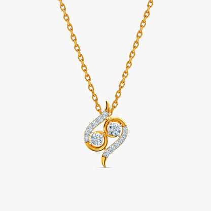 Gold Swan Curve Lab Grown Diamond Pendant