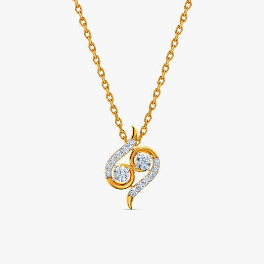 Gold Swan Curve Lab Grown Diamond Pendant