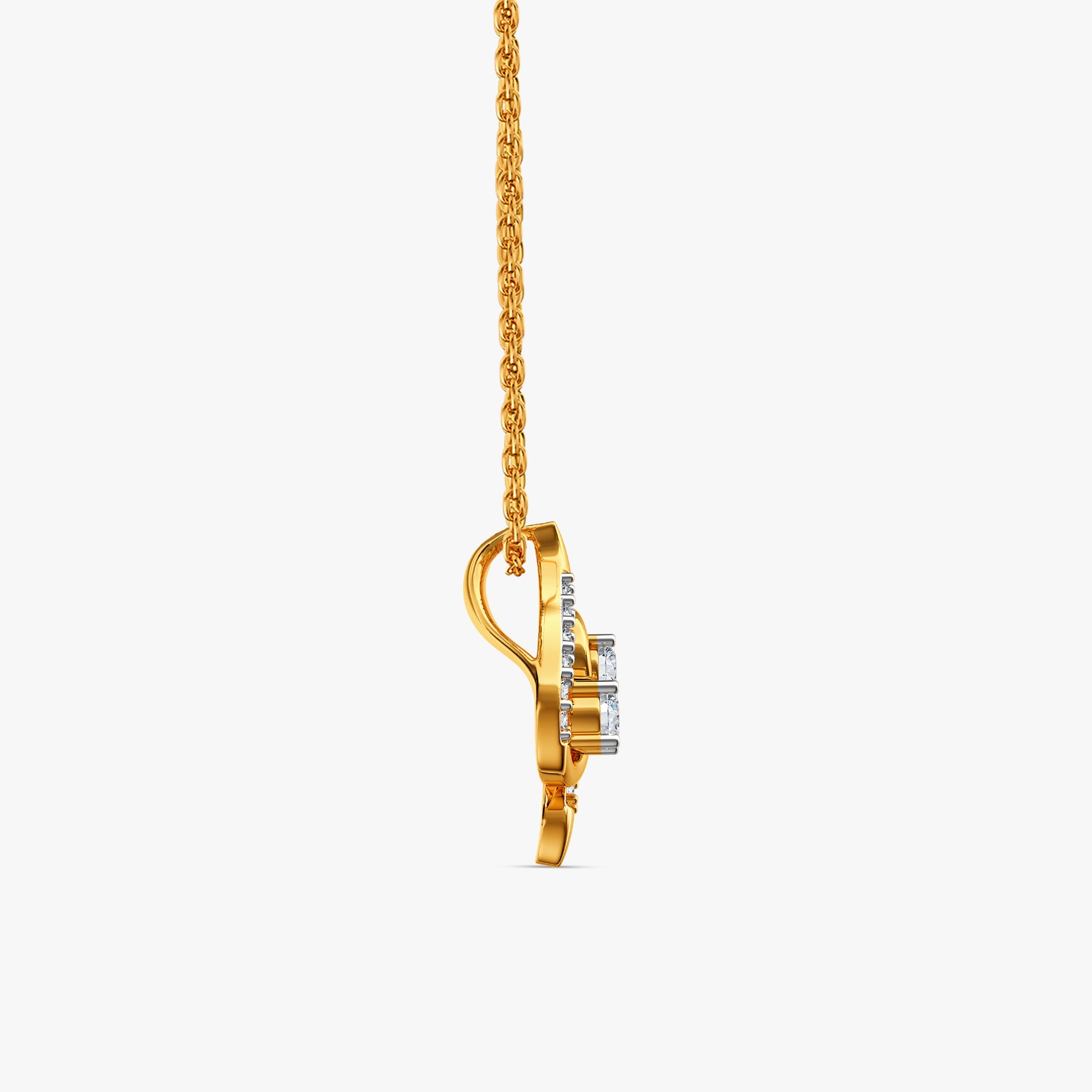 Gold Swan Curve Lab Grown Diamond Pendant