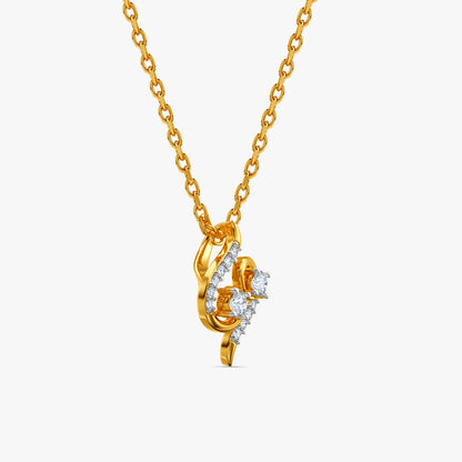 Gold Swan Curve Lab Grown Diamond Pendant