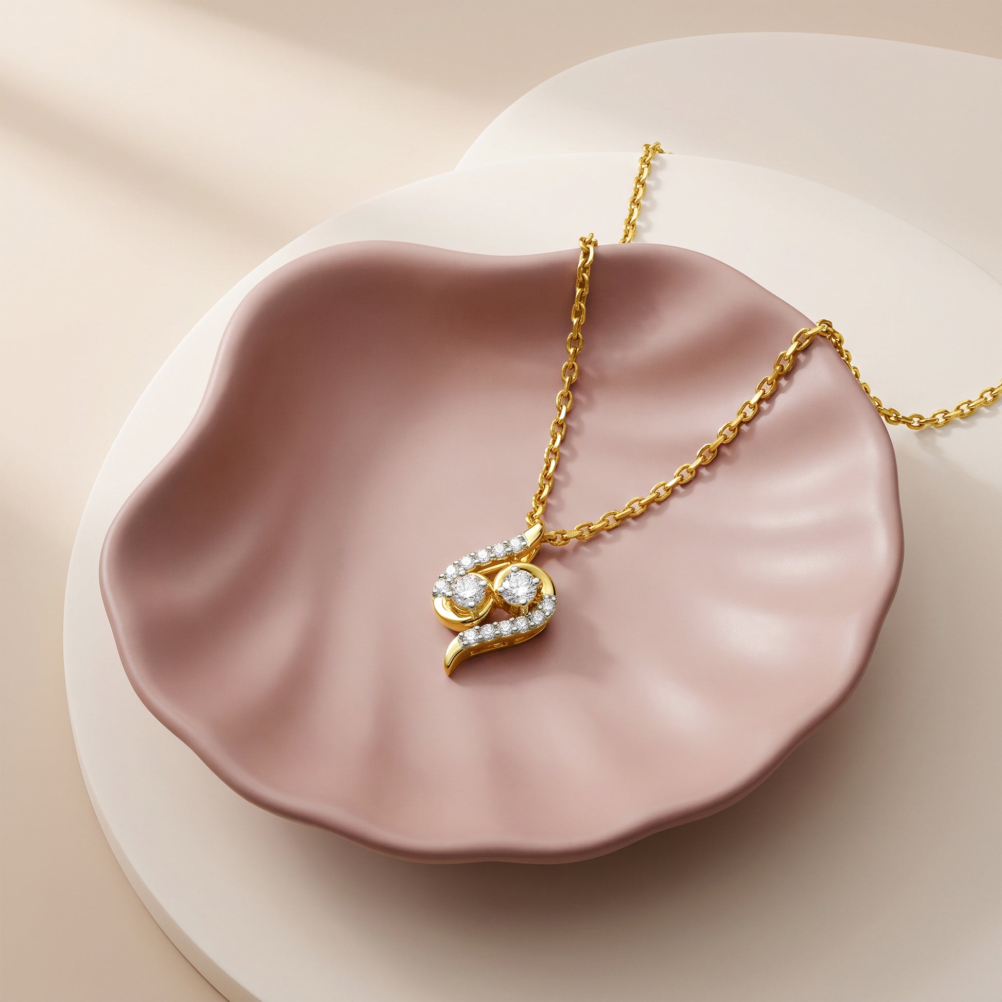 Gold Swan Curve Lab Grown Diamond Pendant