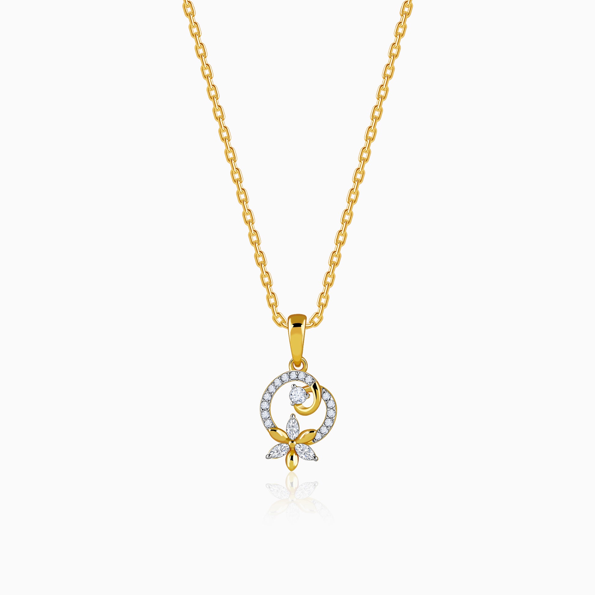 Gold Petal Whisper Lab Grown Diamond Pendant