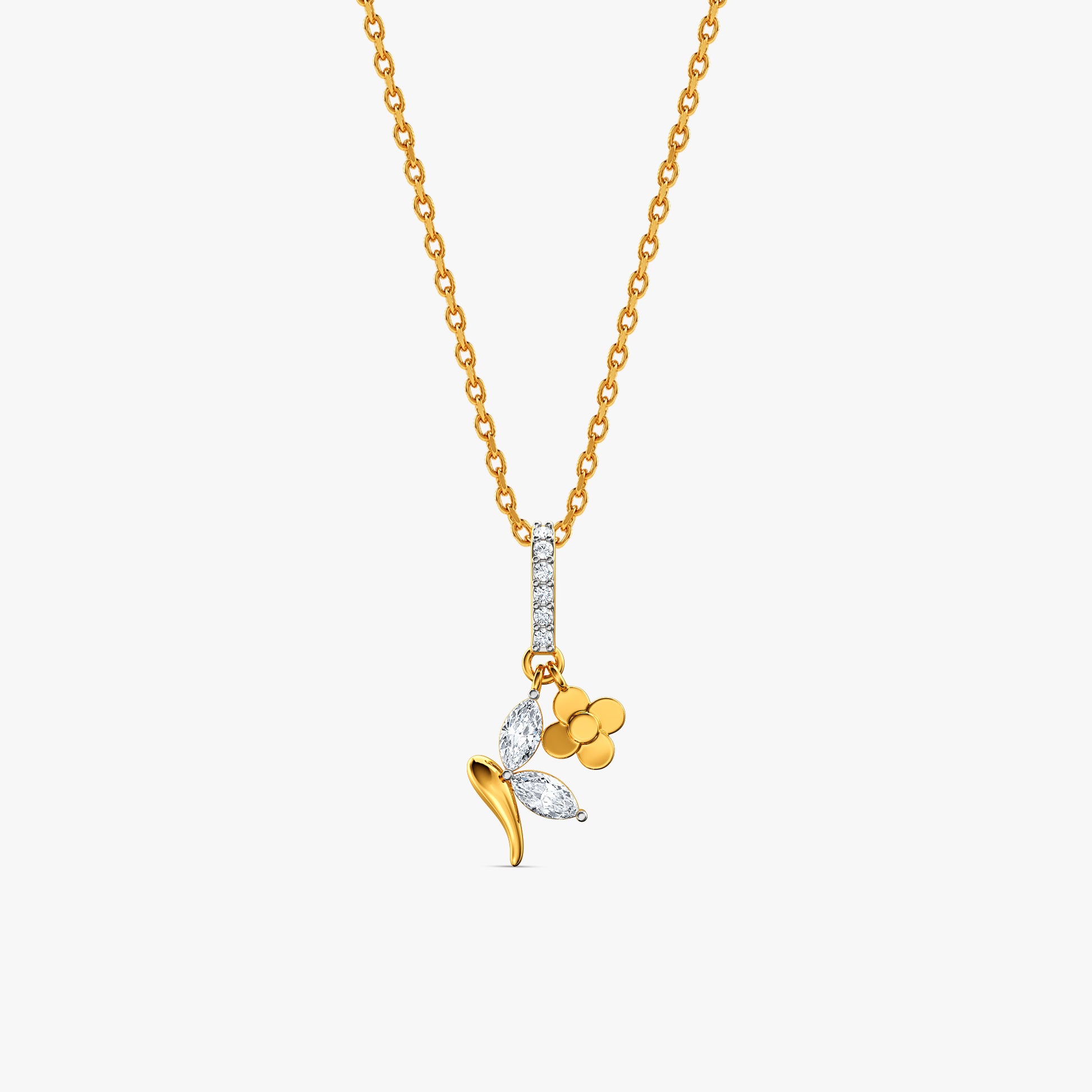 Gold Clover Vine Lab Grown Diamond Pendant