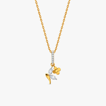 Gold Clover Vine Lab Grown Diamond Pendant