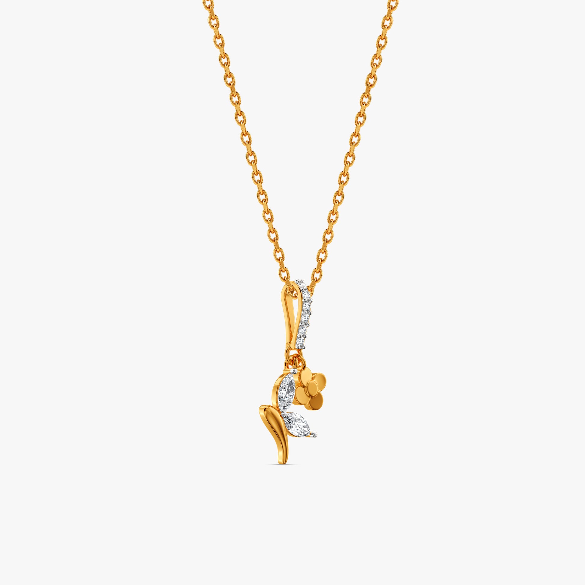 Gold Clover Vine Lab Grown Diamond Pendant