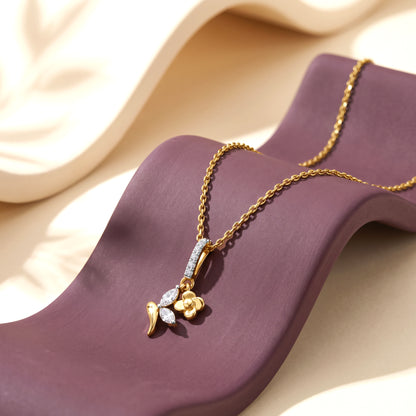Gold Clover Vine Lab Grown Diamond Pendant