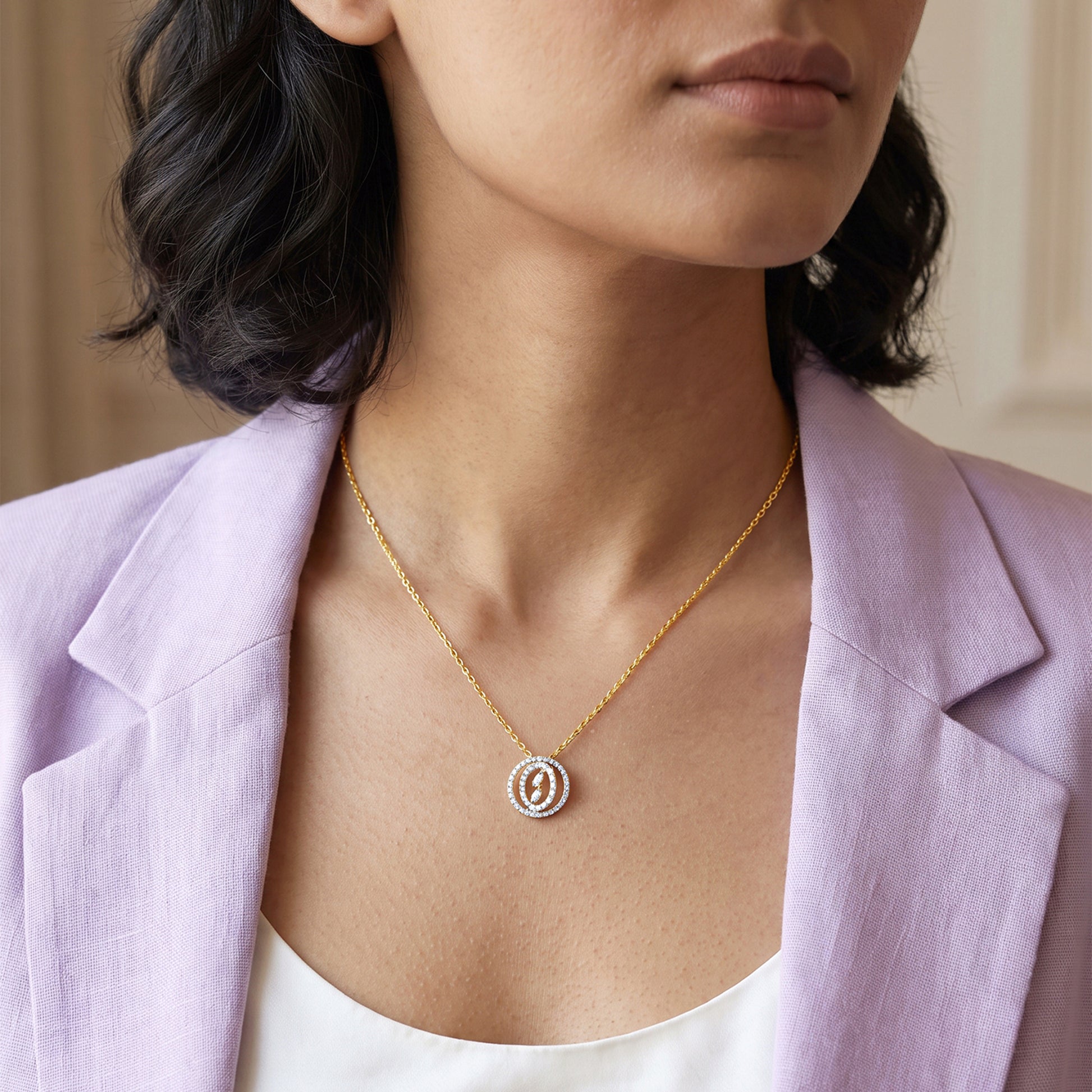 Gold Lunar Axis Lab Grown Diamond Pendant