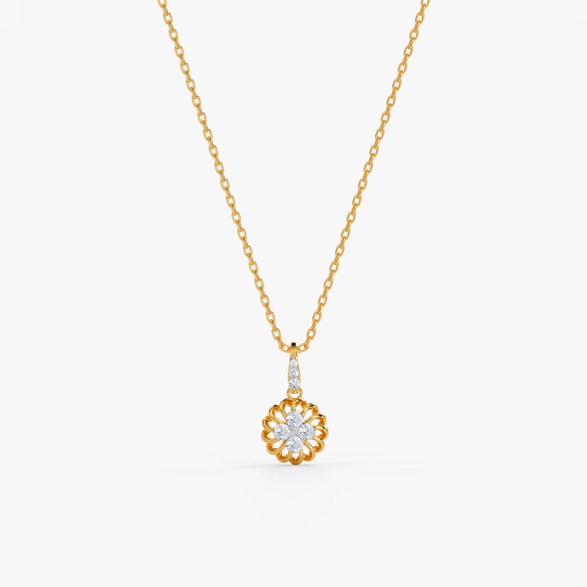 Gold Soleil Rosette Lab Grown Diamond Pendant
