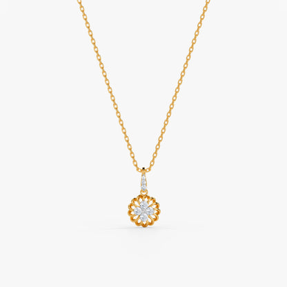 Gold Soleil Rosette Lab Grown Diamond Pendant