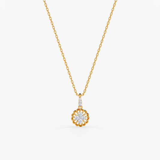 Gold Soleil Rosette Lab Grown Diamond Pendant