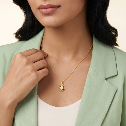 Gold Soleil Rosette Lab Grown Diamond Pendant