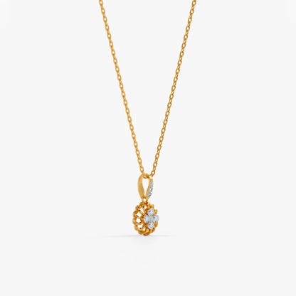 Gold Soleil Rosette Lab Grown Diamond Pendant