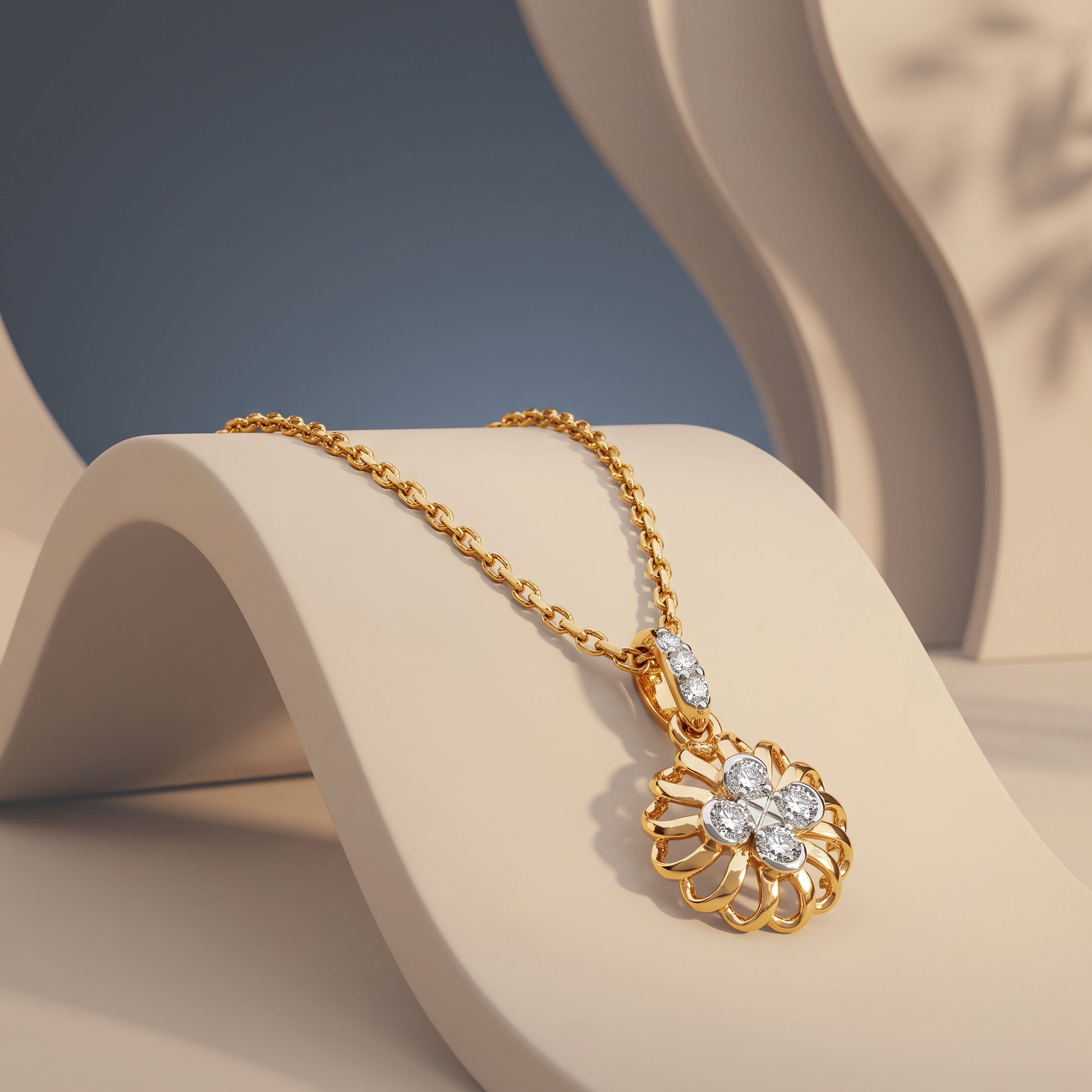 Gold Soleil Rosette Lab Grown Diamond Pendant
