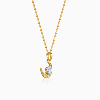 Gold Celestial Curve Lab Grown Diamond Pendant