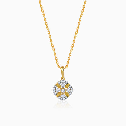 Gold Quiet Flower Lab Grown Diamond Pendant