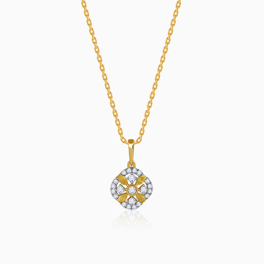 Gold Quiet Flower Lab Grown Diamond Pendant