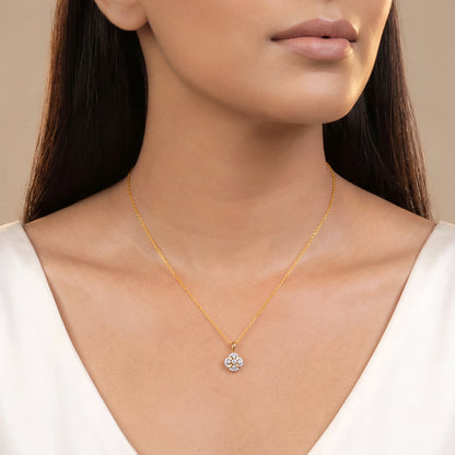 Gold Quiet Flower Lab Grown Diamond Pendant