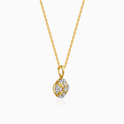 Gold Quiet Flower Lab Grown Diamond Pendant