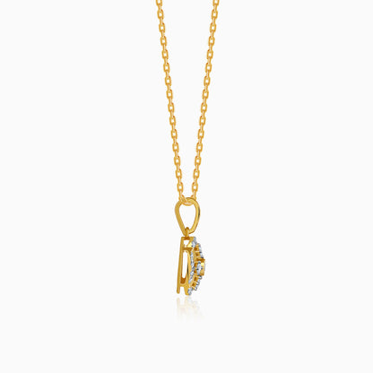 Gold Quiet Flower Lab Grown Diamond Pendant