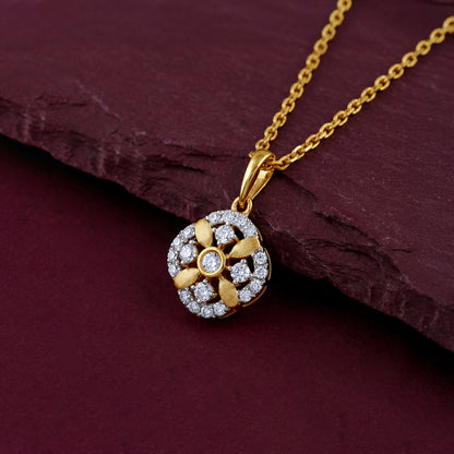 Gold Quiet Flower Lab Grown Diamond Pendant