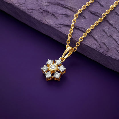 Gold Indent Flora Lab Grown Diamond Pendant