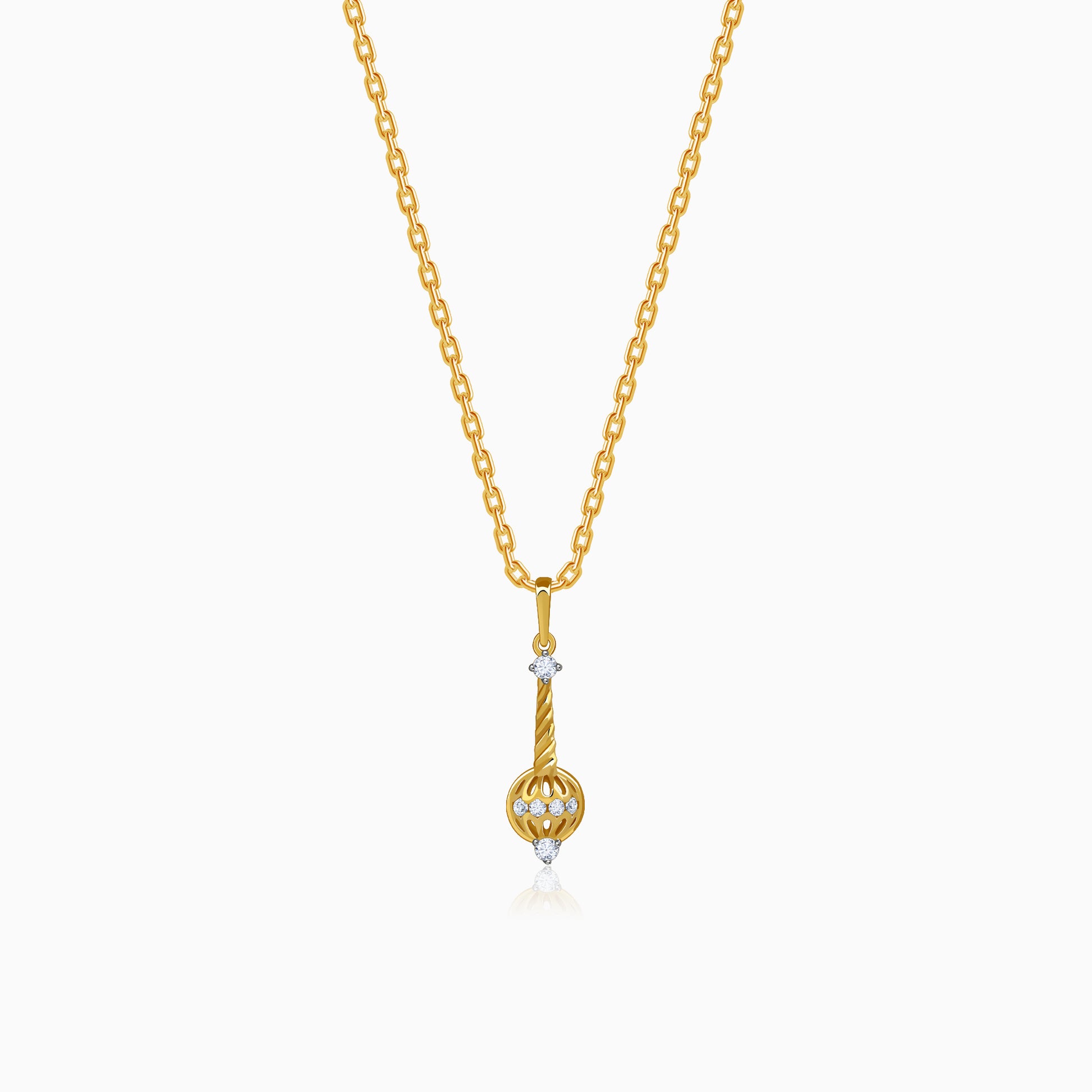 Gold Vajra Gada Lab Grown Diamond Pendant