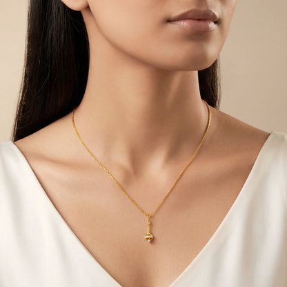 Gold Vajra Gada Lab Grown Diamond Pendant