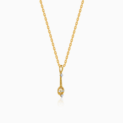 Gold Vajra Gada Lab Grown Diamond Pendant
