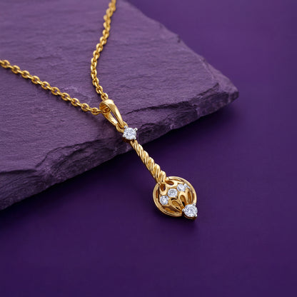 Gold Vajra Gada Lab Grown Diamond Pendant