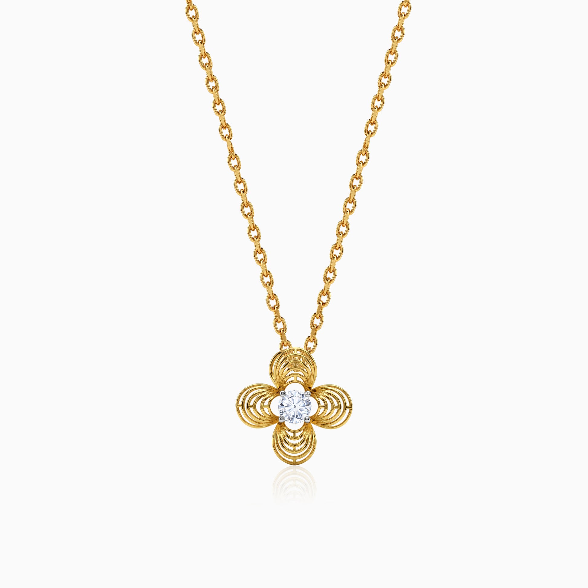 Gold Fleur Halo Lab Grown Diamond Pendant