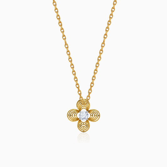 Gold Fleur Halo Lab Grown Diamond Pendant